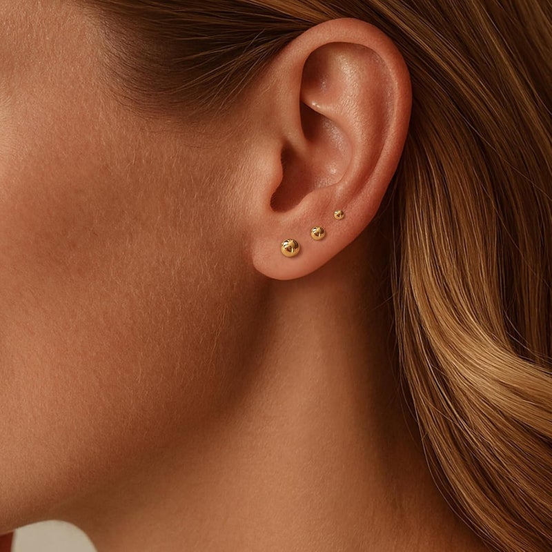 IMBOS Pearl Earrings 14k Gold Plated Daisy Flower Stud Earrings for Women Ball Stud Flat Back Earring Hypoallergenic Statement Earring Trendy Jewelry Gift for Women - Image 3